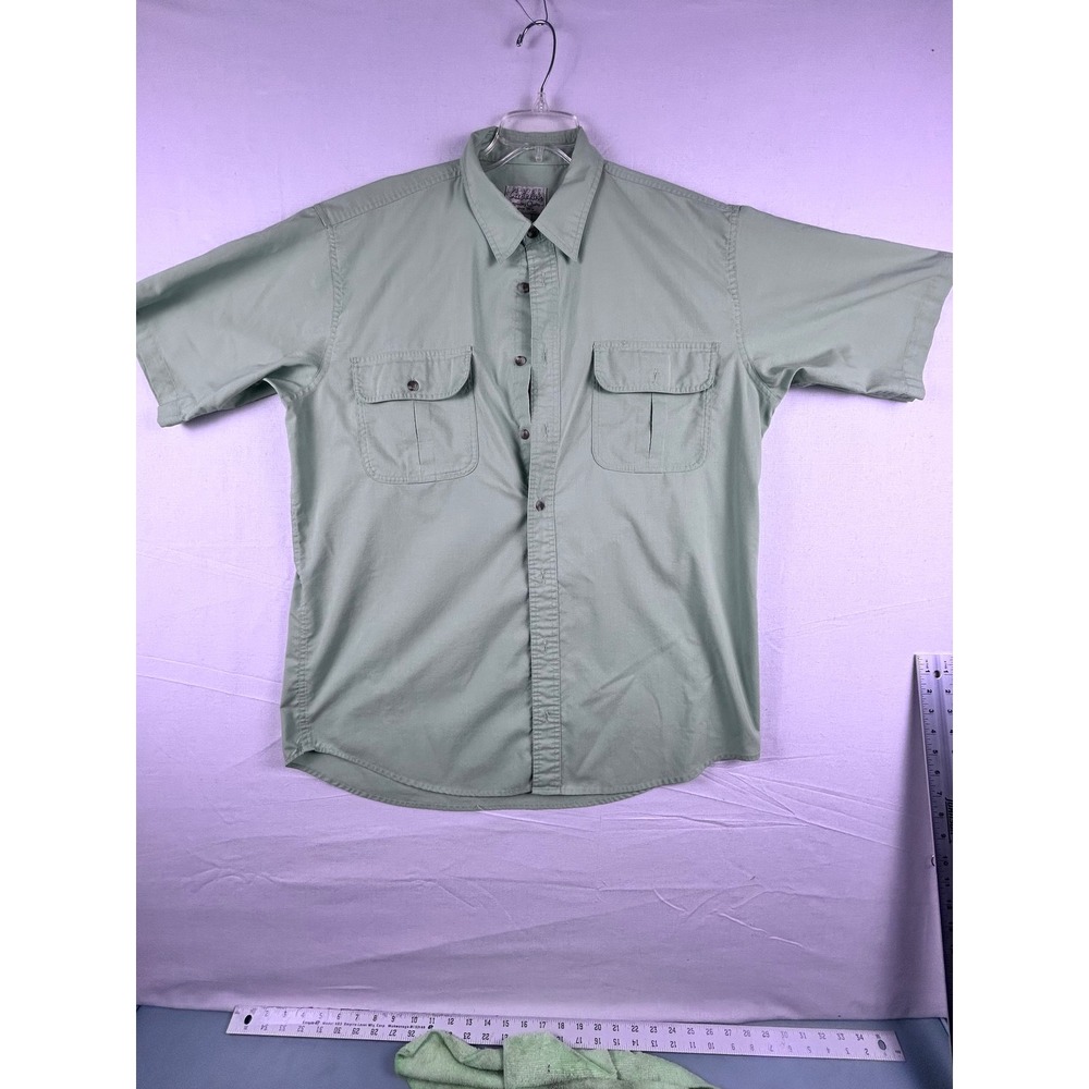 Cabelas Mens Large Tall Sage Green ShortSleeve Button Down Utility Shirt SH3088S